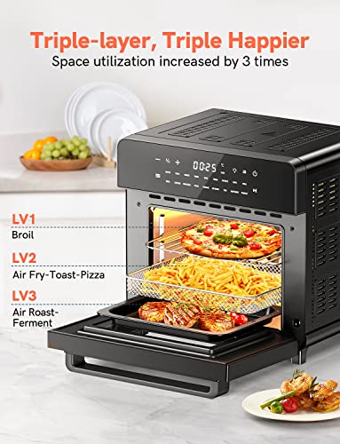 Involly 15L Air Fryer Oven, Countertop Convection Mini Oven, 18 in 1 Digital Table-top Air Fryers Toaster Oven, Compact Electric Pizza Oven, Roast, Bake, Grill and Dehydrate, Stainless Steel, 1600W