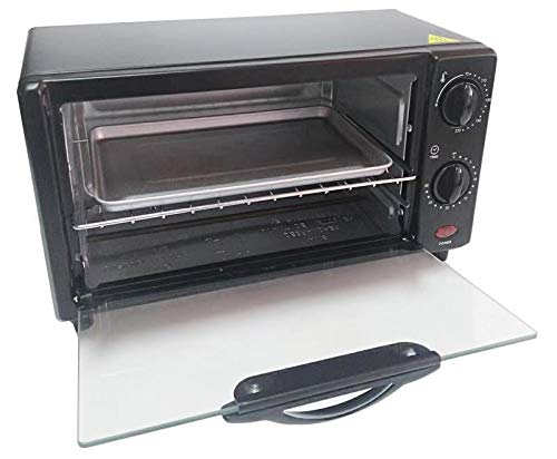 Belaco Mini 9L Toaster Oven Tabletop Cooking Baking Portable Oven 650w 100-250° Stainless Steel Heating Tube incl. Baking Tray & Wire Rack