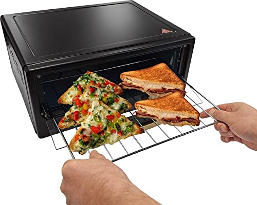 Belaco Multi-Purpose 1200W Mini Oven Pizza Oven All in One 12inch Pizza Maker Toaster Oven Tabletop Cooking Baking Grilling Heating Toasting Portable Oven 1200w incl. Baking Tray, Wire Rack and Handle