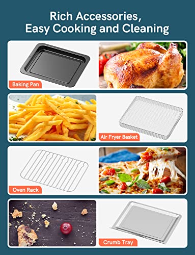 Involly 15L Air Fryer Oven, Countertop Convection Mini Oven, 18 in 1 Digital Table-top Air Fryers Toaster Oven, Compact Electric Pizza Oven, Roast, Bake, Grill and Dehydrate, Stainless Steel, 1600W
