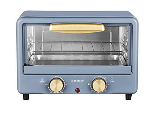 Belaco BTO-1010L Retro look Mini 10L Toaster Oven Tabletop Cooking Baking Portable Oven 750w 60 min Timer 100-230° Stainless Steel Heating Tube incl. Baking Tray & Wire Rack