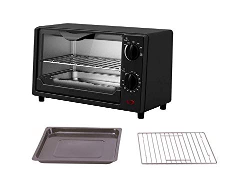 Belaco Mini 9L Toaster Oven Tabletop Cooking Baking Portable Oven 650w 100-250° Stainless Steel Heating Tube incl. Baking Tray & Wire Rack