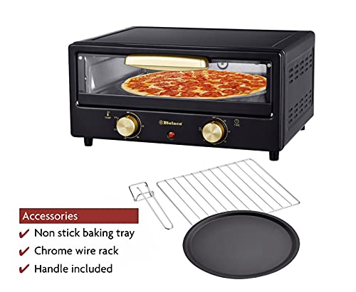 Belaco Multi-Purpose 1200W Mini Oven Pizza Oven All in One 12inch Pizza Maker Toaster Oven Tabletop Cooking Baking Grilling Heating Toasting Portable Oven 1200w incl. Baking Tray, Wire Rack and Handle