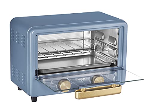 Belaco BTO-1010L Retro look Mini 10L Toaster Oven Tabletop Cooking Baking Portable Oven 750w 60 min Timer 100-230° Stainless Steel Heating Tube incl. Baking Tray & Wire Rack