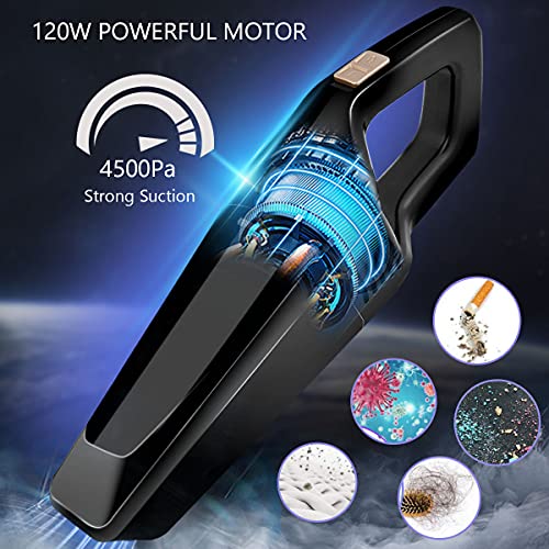 URAQT Handheld Vacuums Cordless, Powerful Handheld Hoover Vacuum Cleaner, Portable Lightweight Car Vacuums, 120W Rechargeable Wet & Dry Vacuum Cleaner for Pet Hair, Home, Office and Car Cleaning