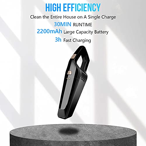 URAQT Handheld Vacuums Cordless, Powerful Handheld Hoover Vacuum Cleaner, Portable Lightweight Car Vacuums, 120W Rechargeable Wet & Dry Vacuum Cleaner for Pet Hair, Home, Office and Car Cleaning