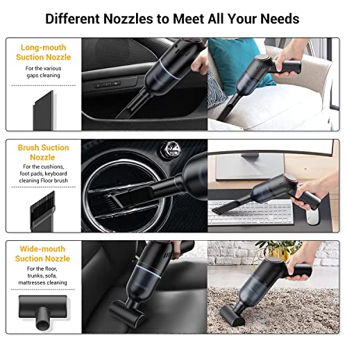Funvalley Surperfect Handheld Vacuum Cleaner, Car Vacuum Cleaner Cordless Powerful, 8000Pa 120W Mini Rechargeable Vacuum Cleaner With Powerful Suction, Powerful Car Handheld Vacuums (Black)