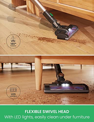 Vactidy Cordless Vacuum Cleaner, Blitz V8 Stick Vacuum Cleaner with 20Kpa Powerful Suction, Up to 35mins with Detachable Battery, Lightweight Hoover Cordless for Hardwood Floor Carpet Pet Hair