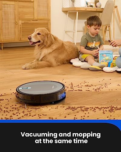 Proscenic 850T Robot Vacuum Cleaner, 3000Pa Strong Suction Robotic Vacuum and Mop, App and Alexa Voice Control, Super Thin, Boundary Strips Included, Self-Charging, for Hard Floor & Low Pile Carpet