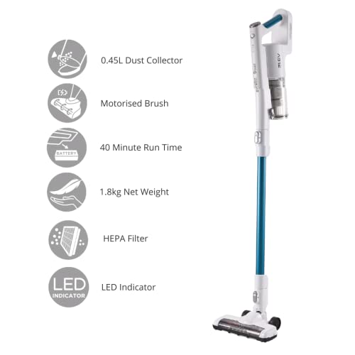 Swan Rapidclean Cordless Ultra Lightweight 3-in-1 Stick Vacuum Cleaner, 0.45L Dust Capacity, 40 Min Run Time, Blue & White, SC15826N