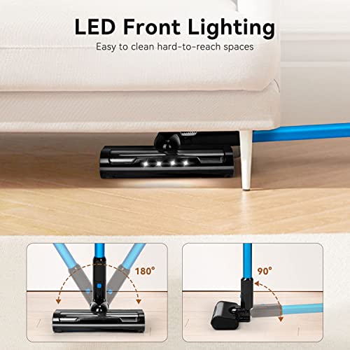 Aigostar Cordless Vacuum Cleaner with Powerful Suction, Lightweight Stick Vacuum for Carpet, Pet, Floor, LED Floor Lights, Anti Hair Wrap, Up to 41Mins Runtime, 250W - Willie
