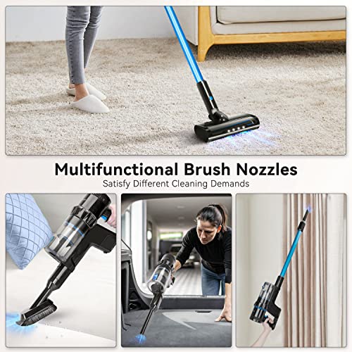 Aigostar Cordless Vacuum Cleaner with Powerful Suction, Lightweight Stick Vacuum for Carpet, Pet, Floor, LED Floor Lights, Anti Hair Wrap, Up to 41Mins Runtime, 250W - Willie