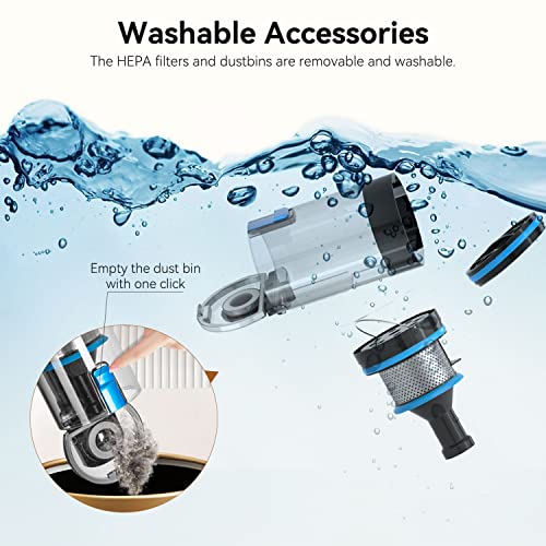 Aigostar Cordless Vacuum Cleaner with Powerful Suction, Lightweight Stick Vacuum for Carpet, Pet, Floor, LED Floor Lights, Anti Hair Wrap, Up to 41Mins Runtime, 250W - Willie