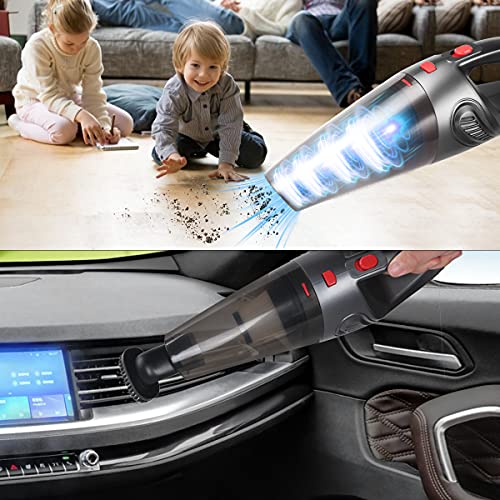 URAQT Handheld Vacuums Cordless, 8500PA Portable Handheld Hoover, 120W USB Rechargeable Car Vacuum Cleaner for Home Pet Office Car, Powerful Suction, 3H Fast Charging, Working 35Min