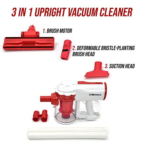 Belaco Hoover Corded Upright vacuum cleaner 600W white & red 3 in 1 Stick handheld vacuum cleaner bagless HEPA and Multi cyclonic function portable and light weight