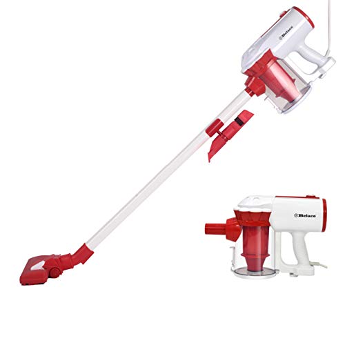 Belaco Hoover Corded Upright vacuum cleaner 600W white & red 3 in 1 Stick handheld vacuum cleaner bagless HEPA and Multi cyclonic function portable and light weight