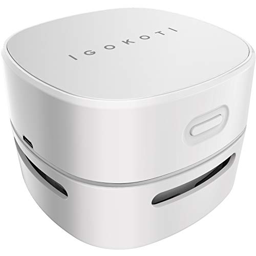 IGOKOTI Desk Vacuum Cleaner Mini Rechargeable Desktop Dust Handheld Cordless Vacuum Cleaner Tabletop Desktop Vacuum Sweeper Energy Saving Design (White)