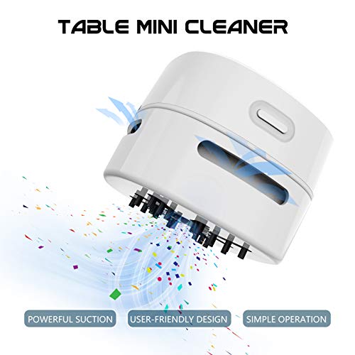 IGOKOTI Desk Vacuum Cleaner Mini Rechargeable Desktop Dust Handheld Cordless Vacuum Cleaner Tabletop Desktop Vacuum Sweeper Energy Saving Design (White)