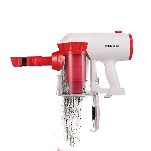 Belaco Hoover Corded Upright vacuum cleaner 600W white & red 3 in 1 Stick handheld vacuum cleaner bagless HEPA and Multi cyclonic function portable and light weight