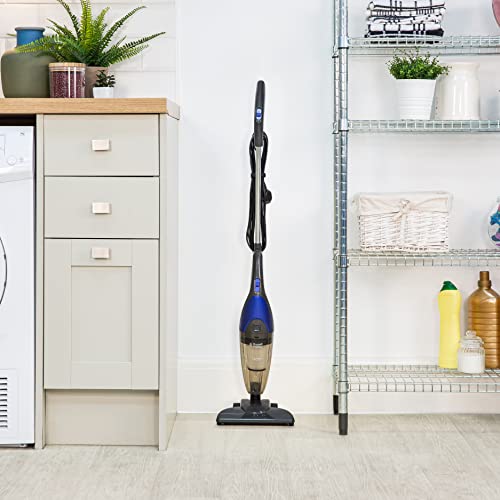 Russell Hobbs RHSV1001 Corded Upright Stick Vacuum Bagless 2 in 1 White and Blue 600W 0.5 L Dust Capacity, 5 metre Cord for Carpets & Hard Floors with Crevice & Brush Tool with 2 Year Guarantee