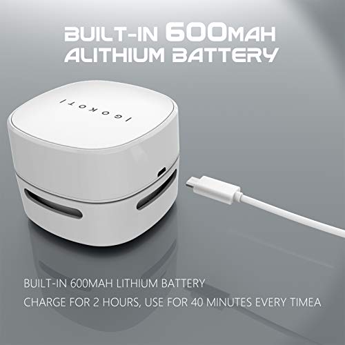 IGOKOTI Desk Vacuum Cleaner Mini Rechargeable Desktop Dust Handheld Cordless Vacuum Cleaner Tabletop Desktop Vacuum Sweeper Energy Saving Design (White)