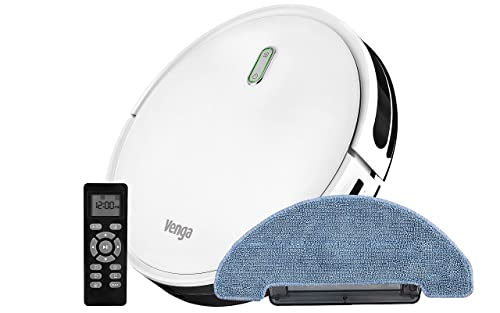 Venga! Robot Vacuum Cleaner with Mop, Easy to Use, 6 Cleaning Modes, Quiet Action, White, VG RVC 3000 BS