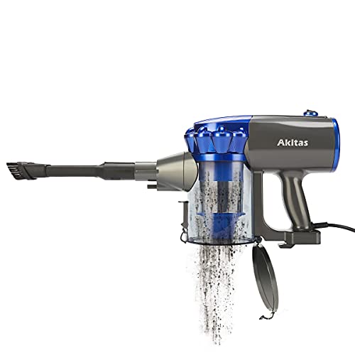 Akitas 600w Corded 3-in-1 Upright Turbo Handheld Stick Vacuum Cleaner Hoover Lightweight Compact Powered Spinning Brush Head for Hard Floor Carpet Car