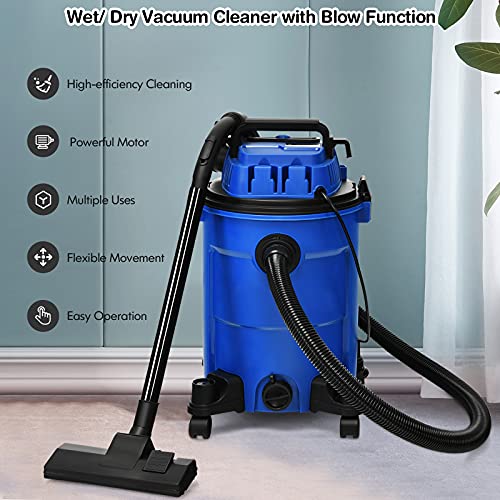 TANGZON Wet and Dry Vacuum Cleaner, 1200W Powerful 3 in 1 Vac Cleaner with Blower Function and Safety Protection, 25L Multi-Purpose Workshop Dust Extractor (Blue)