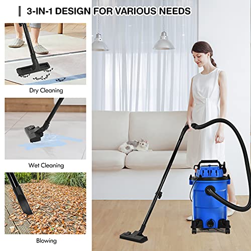 TANGZON Wet and Dry Vacuum Cleaner, 1200W Powerful 3 in 1 Vac Cleaner with Blower Function and Safety Protection, 25L Multi-Purpose Workshop Dust Extractor (Blue)