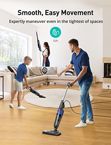 Corded Vacuum Cleaner Floor, Aspiron Stick Vacuum Cleaner with 20kPa Powerful Suction & 0.88QT Dust Cup and 32ft Power Cord, 5-in-1 Handheld Lightweight Bagless vacuum cleaner carpet and floor for Pet