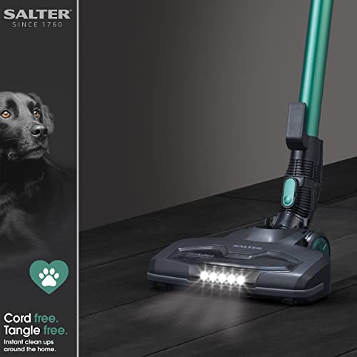 Salter SAL0046 Cordless Vacuum Cleaner - 22.2V Flexi Plus+ 2 In 1 Multi Surface Cleaner, Converts For Handheld Use, Includes Flexible Hose, 1.2L, 40 Minute Run Time, LED Motorised Floor Brush, Green