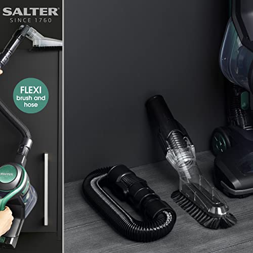 Salter SAL0046 Cordless Vacuum Cleaner - 22.2V Flexi Plus+ 2 In 1 Multi Surface Cleaner, Converts For Handheld Use, Includes Flexible Hose, 1.2L, 40 Minute Run Time, LED Motorised Floor Brush, Green