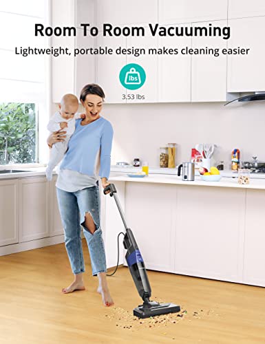 Corded Vacuum Cleaner Floor, Aspiron Stick Vacuum Cleaner with 20kPa Powerful Suction & 0.88QT Dust Cup and 32ft Power Cord, 5-in-1 Handheld Lightweight Bagless vacuum cleaner carpet and floor for Pet