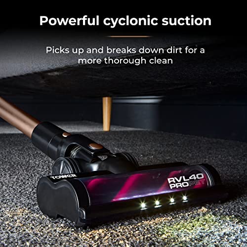 Tower T513004BLG VL40 Pro Pet 3-in-1 Cordless Vacuum Cleaner with Cyclonic Suction, Turbo Pet and Upholstery Brush, 22.2v, Rose Gold