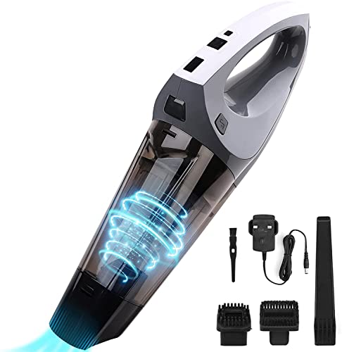 Airymium Portable Cordless Handheld Vacuum Cleaner: Small Rechargeable Battery Car Vac Mini Hand Held Vacuums Cleaner Strong Suction Vac mit HEPA-filter for Car Home Pet Hair Cleaning (Grey)