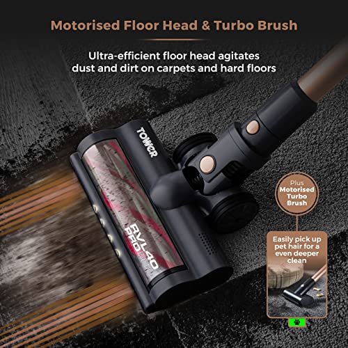 Tower T513004BLG VL40 Pro Pet 3-in-1 Cordless Vacuum Cleaner with Cyclonic Suction, Turbo Pet and Upholstery Brush, 22.2v, Rose Gold