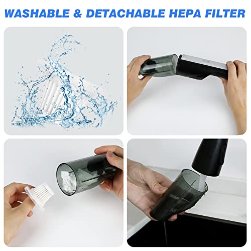 Handheld Vacuum, Cordless Vacuum Cleaner with 8000Pa Strong Suction, Portable Car Vacuum Cleaner, Mini Car Hoover, Lightweight Rechargeable Dry/Wet Vacuum for Home