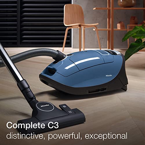 Miele 12029900 Classic C1 Junior Bagged Cylinder Vacuum Cleaner with High Suction Power, Universal Floorhead, Lightweight Design, Tech Blue