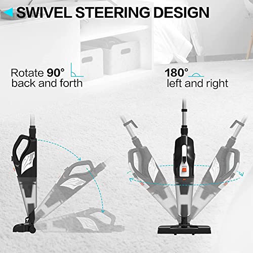 Hihhy Vacuum Cleaner, Corded Upright Vacuum Cleaners, 18000pa Strong Suction hoover Vacuum Cleaner with Non-Woven Fillters, 4-in-1 Lightweight Stick & Handheld Vacuum, For Stairs/Hard Floor