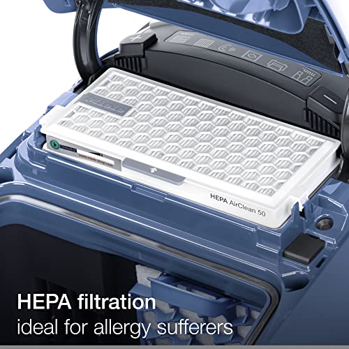 Miele 12029900 Classic C1 Junior Bagged Cylinder Vacuum Cleaner with High Suction Power, Universal Floorhead, Lightweight Design, Tech Blue