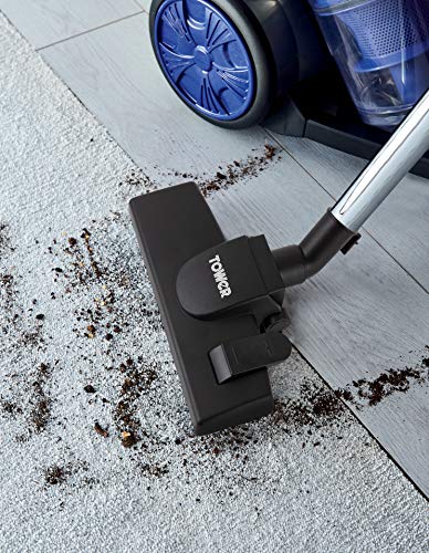 Tower TXP10PET Cylinder Vacuum Cleaner 700 W 2-in-1, Includes Turbo Pet Fur And Crevice Tool, HEPA Filter, Blue, 2 Litre Capacity