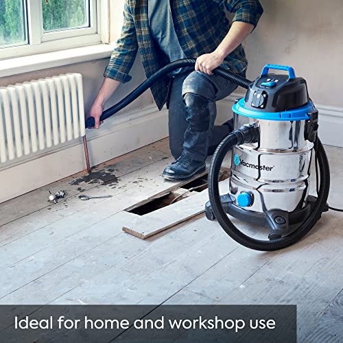 Vacmaster Power 30 PTO Wet & Dry Cleaner, with Power Take Off socket, 30 Litre Capacity, 1500W Motor and 2 Year Guarantee