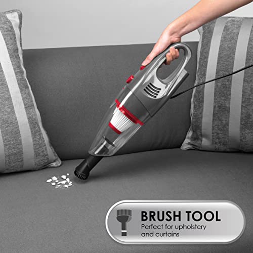 Beldray BEL0770N-GRY 2-in-1 Multifunctional Stick & Handheld Vacuum Cleaner, Lightweight Vac, Multi-Surface Upright Vac, Bagless, HEPA Filter, 1 L Dust Tank, 600 W, Crevice/Brush Tool, Grey