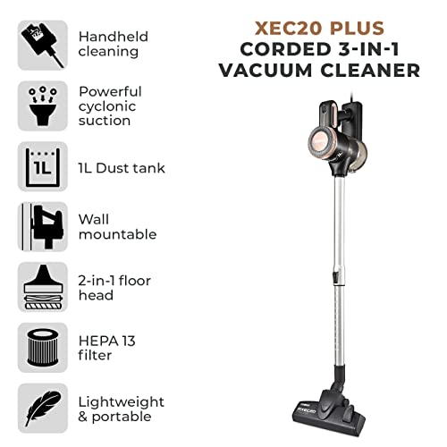 Tower T513005BLG Pro RXEC20 Corded 3-in-1 Vacuum Cleaner with Cyclonic Suction, Built-in HEPA 13 and Detachable Handheld Mode, Rose Gold