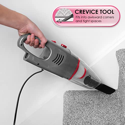 Beldray BEL0770N-GRY 2-in-1 Multifunctional Stick & Handheld Vacuum Cleaner, Lightweight Vac, Multi-Surface Upright Vac, Bagless, HEPA Filter, 1 L Dust Tank, 600 W, Crevice/Brush Tool, Grey