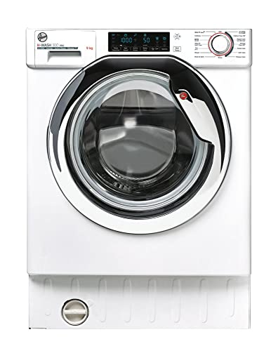 Hoover H-WASH HBWOS 69TAMCE-80 9Kg 1600 Rpm Integrated Washing Machine, Quick Washes, Anti-Allergy, WIFI Connected, Max energy efficiency, White with Chrome door