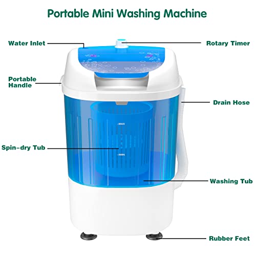 GiantexUK 2-in-1 Mini Washing Machine, Single Tub Washer and Spin Dryer with Timing Function, Portable Laundry Machine for Travel Camping Dormitory and Apartments
