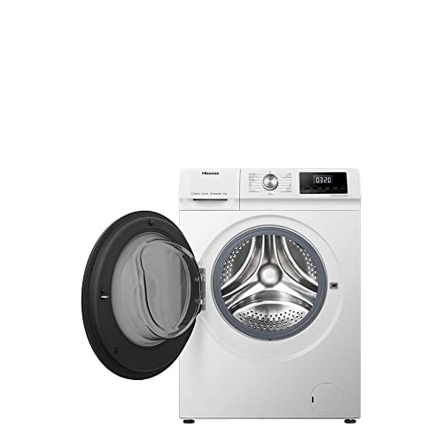 Hisense WFQA8014EVJM Washing Machine with Steam Function / 8 kg/AquaStop / 1400 rpm / 15 Programmes/Inverter PowerDrive Motor/Stainless Steel Drum/Child Lock/Drum Cleaning/White