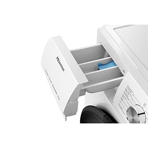 Hisense WFQA8014EVJM Washing Machine with Steam Function / 8 kg/AquaStop / 1400 rpm / 15 Programmes/Inverter PowerDrive Motor/Stainless Steel Drum/Child Lock/Drum Cleaning/White