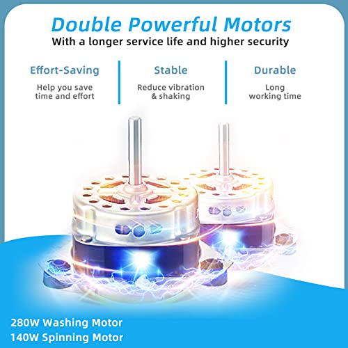 COSTWAY Twin Tub Washing Machine, 4.5KG/6KG/8KG Total Capacity Portable Laundry Washer Spin Dryer with Timing Function & Drain Pump for Apartment Dorms RVs Camping (Blue+White, 6.5kg Washer+2kg Dryer)